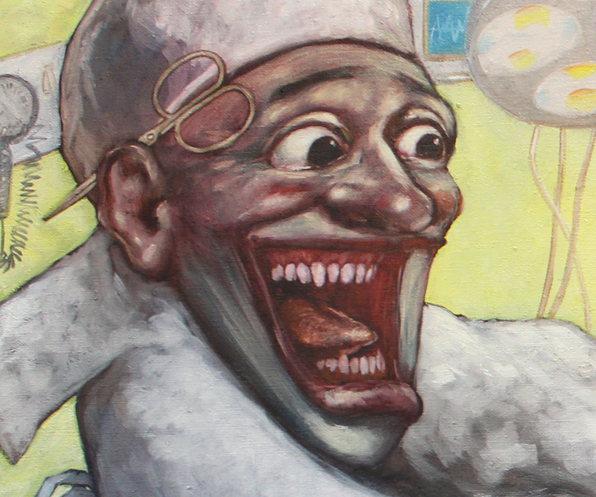 détail, la gueule du médecin. Caricature grossière.